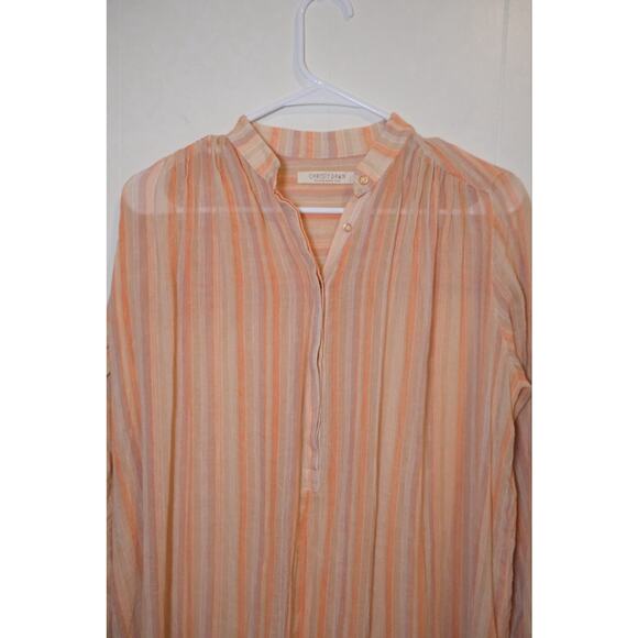 Christy Dawn Riley Maxi Coverup Dress In Salmon Stripe XS Bohemian Beach Gauze - Picture 6 of 16